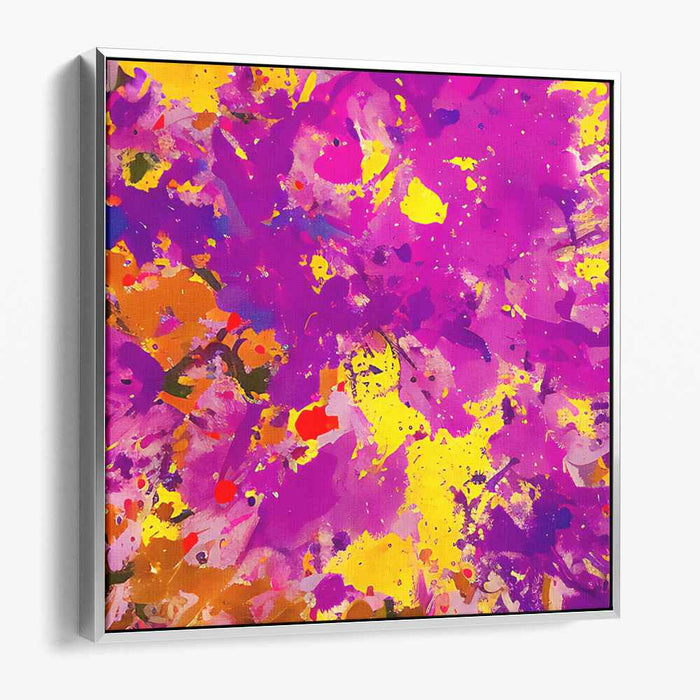 Vivid Joy Soaked Canvas: Abstract Expressionist Magenta and Yellow Canvas Art Print