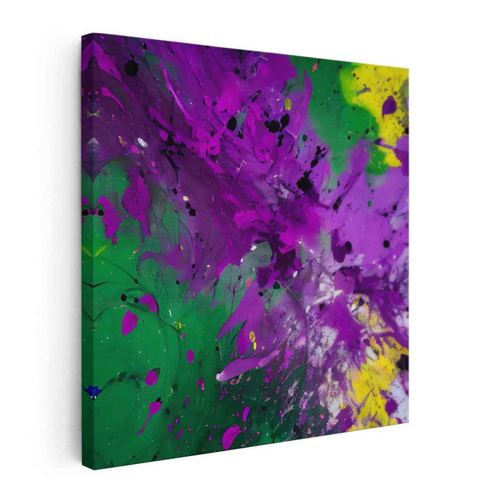 Mystery Veil: Abstract Expressionist Purple and Green Canvas Art Print