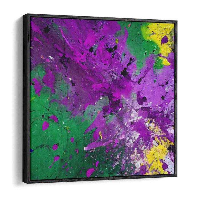 Mystery Veil: Abstract Expressionist Purple and Green Canvas Art Print