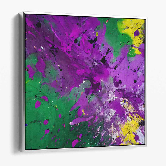 Mystery Veil: Abstract Expressionist Purple and Green Canvas Art Print