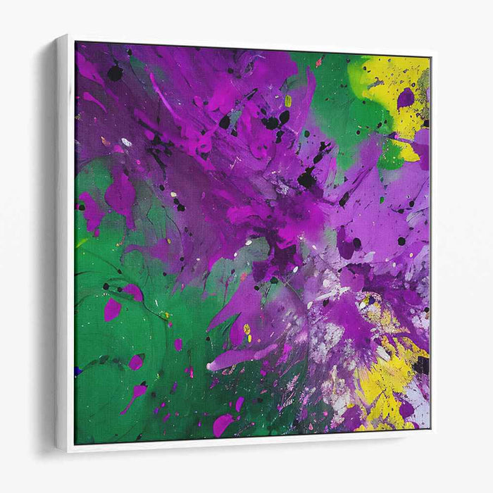 Mystery Veil: Abstract Expressionist Purple and Green Canvas Art Print