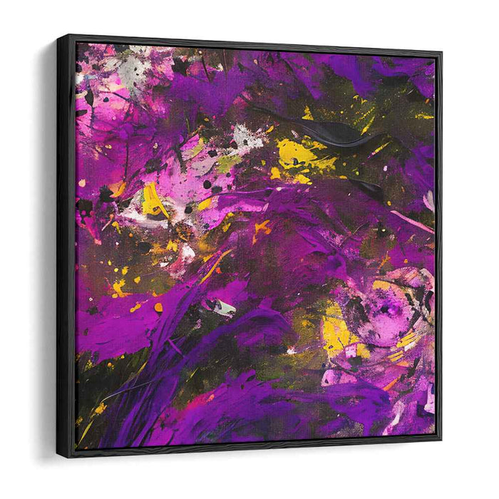 Chromatic Echoes in Abstraction: Abstract Expressionist Purple and Yellow Canvas Art Print