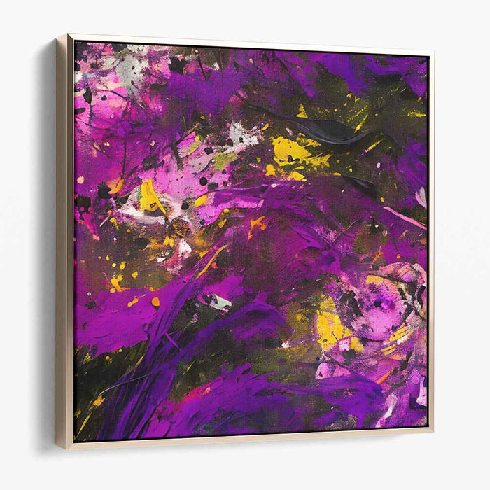 Chromatic Echoes in Abstraction: Abstract Expressionist Purple and Yellow Canvas Art Print