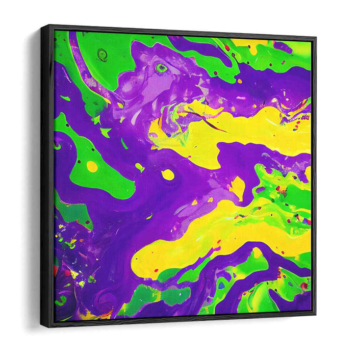 Echoes of Color Dance: Vibrant Abstract Expressionist Purple and Yellow Canvas Art