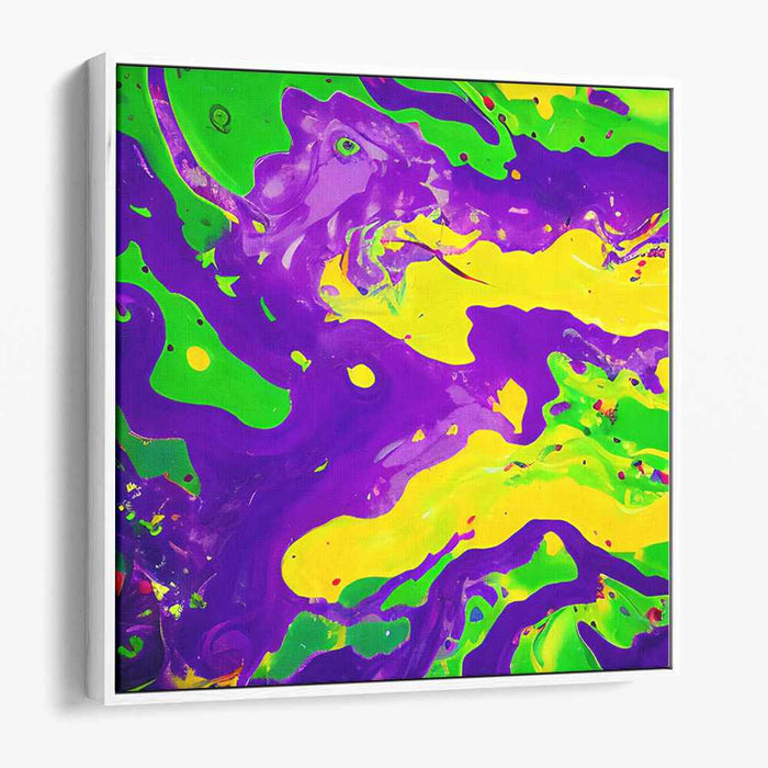 Echoes of Color Dance: Vibrant Abstract Expressionist Purple and Yellow Canvas Art