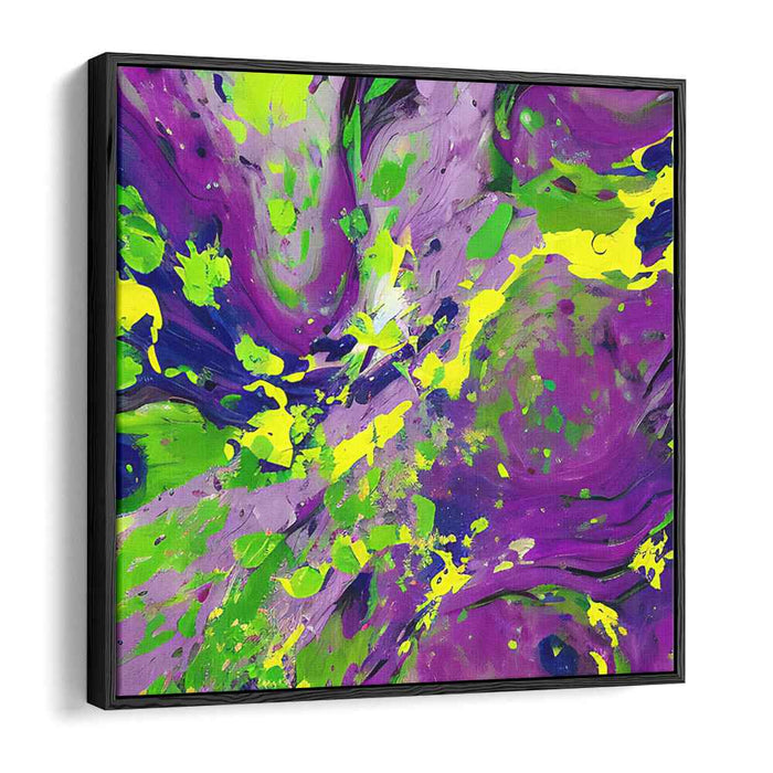 Neon Dreamscape Fusion: Abstract Expressionist Purple and Neon Canvas Art Print