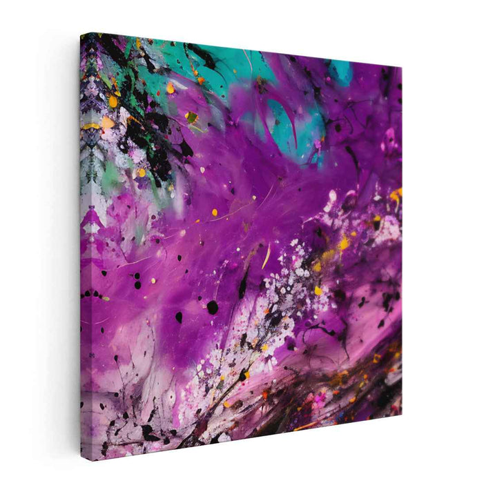 Vivid Echoes of Tomorrow: Abstract Expressionist Purple and Turquoise Canvas Art