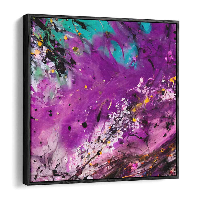 Vivid Echoes of Tomorrow: Abstract Expressionist Purple and Turquoise Canvas Art