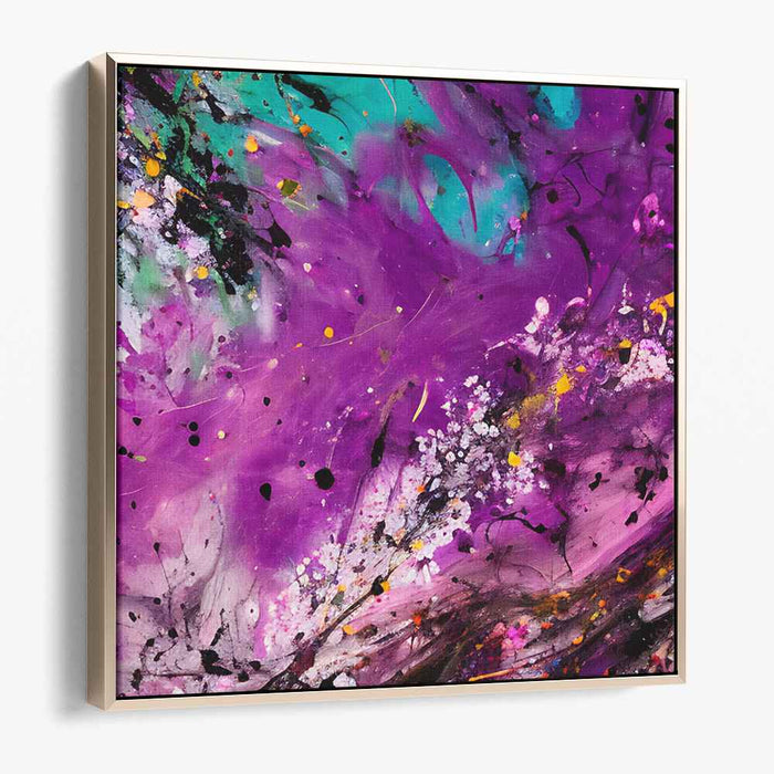 Vivid Echoes of Tomorrow: Abstract Expressionist Purple and Turquoise Canvas Art