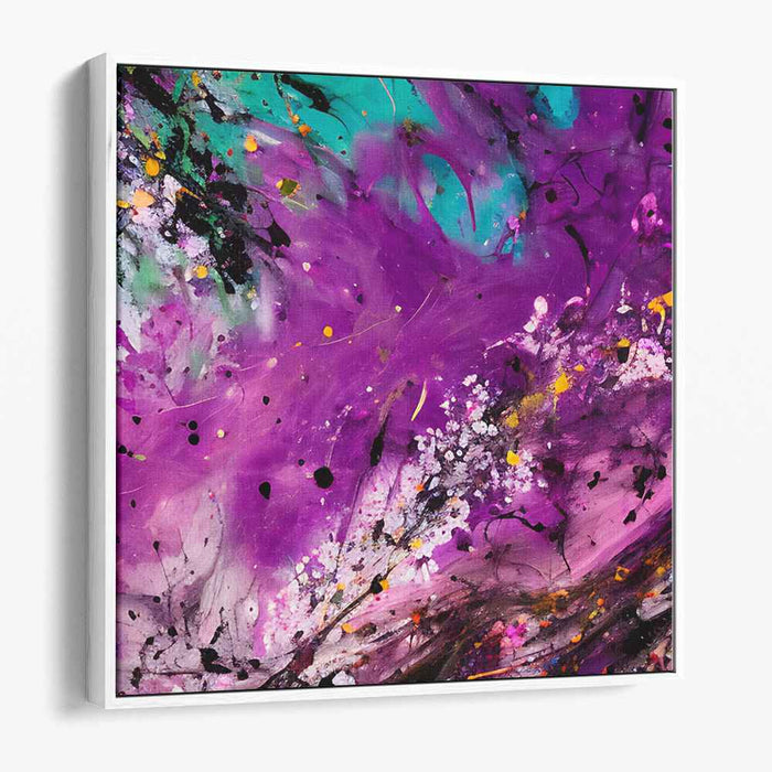 Vivid Echoes of Tomorrow: Abstract Expressionist Purple and Turquoise Canvas Art