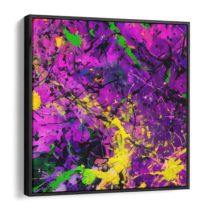 Chaos Garden Symphony: Abstract Expressionist Garden Splatter Canvas Art