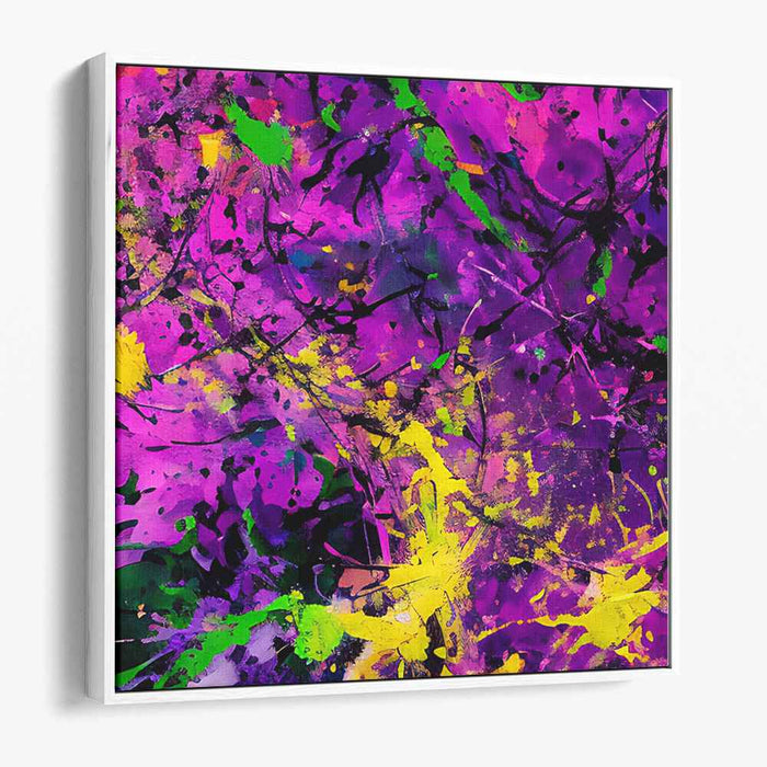 Chaos Garden Symphony: Abstract Expressionist Garden Splatter Canvas Art