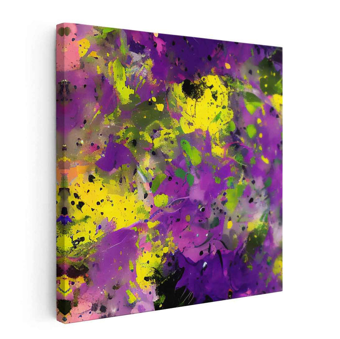 Tangled Rhapsody: Abstract Expressionist Purple and Yellow Canvas Art Print