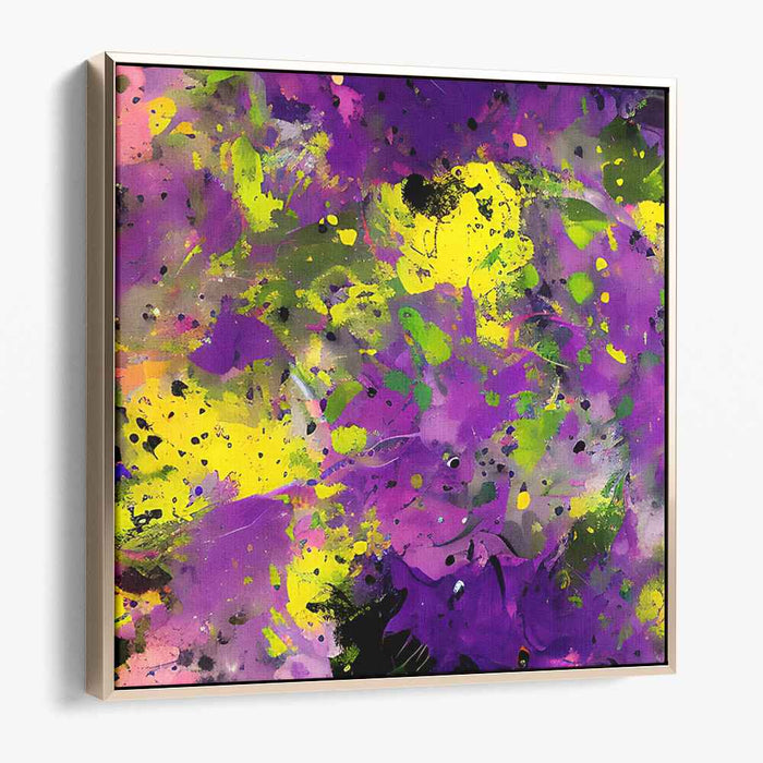 Tangled Rhapsody: Abstract Expressionist Purple and Yellow Canvas Art Print