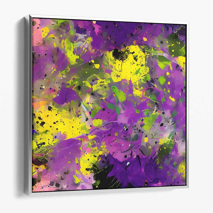 Tangled Rhapsody: Abstract Expressionist Purple and Yellow Canvas Art Print
