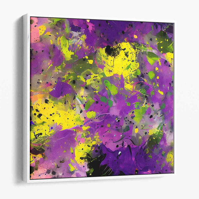 Tangled Rhapsody: Abstract Expressionist Purple and Yellow Canvas Art Print