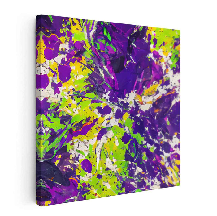 Vivid Echoes of Light: Abstract Expressionist Purple and Green Canvas Art Print