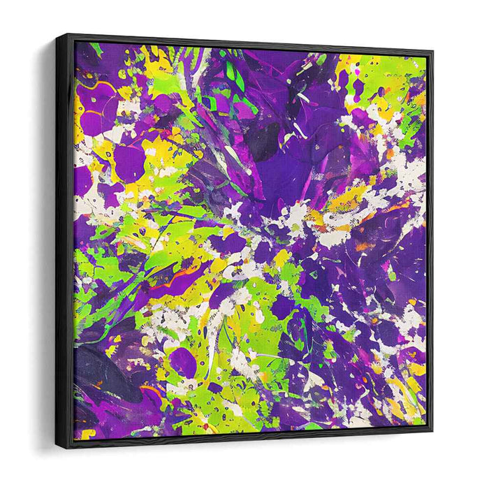 Vivid Echoes of Light: Abstract Expressionist Purple and Green Canvas Art Print