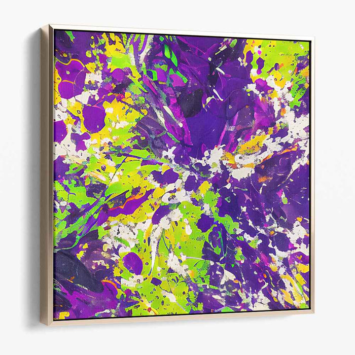 Vivid Echoes of Light: Abstract Expressionist Purple and Green Canvas Art Print