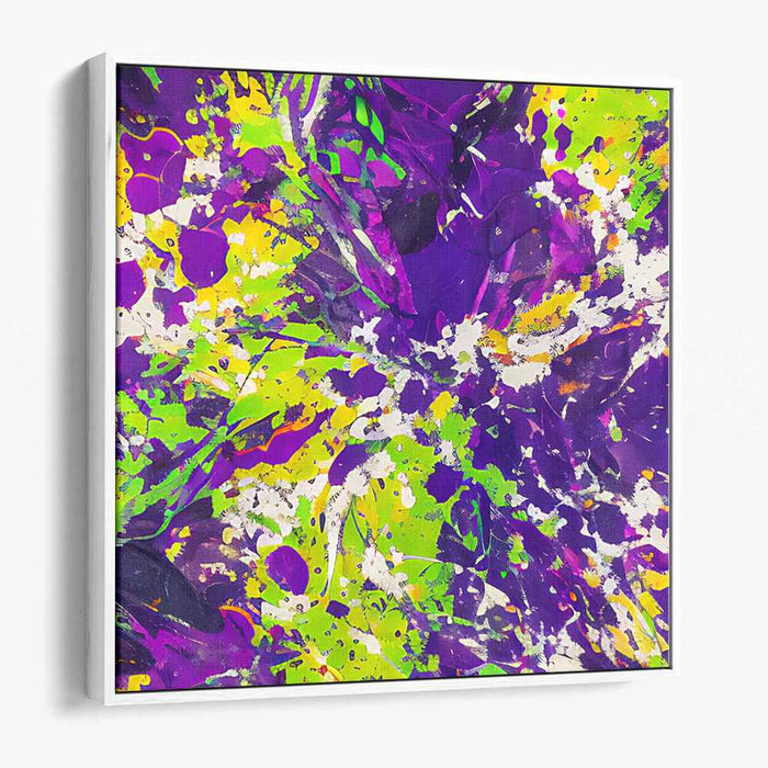 Vivid Echoes of Light: Abstract Expressionist Purple and Green Canvas Art Print