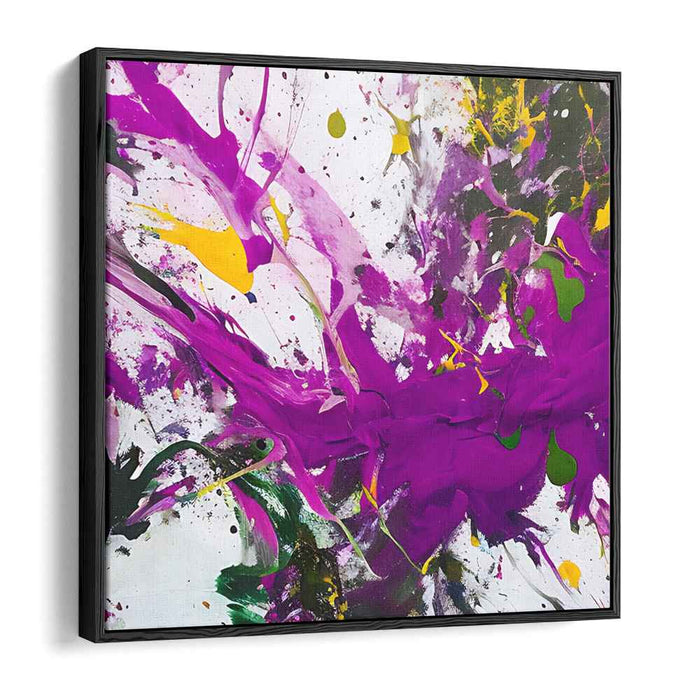 Explosive Vibrance: Abstract Magenta and Yellow Expressionist Canvas Art