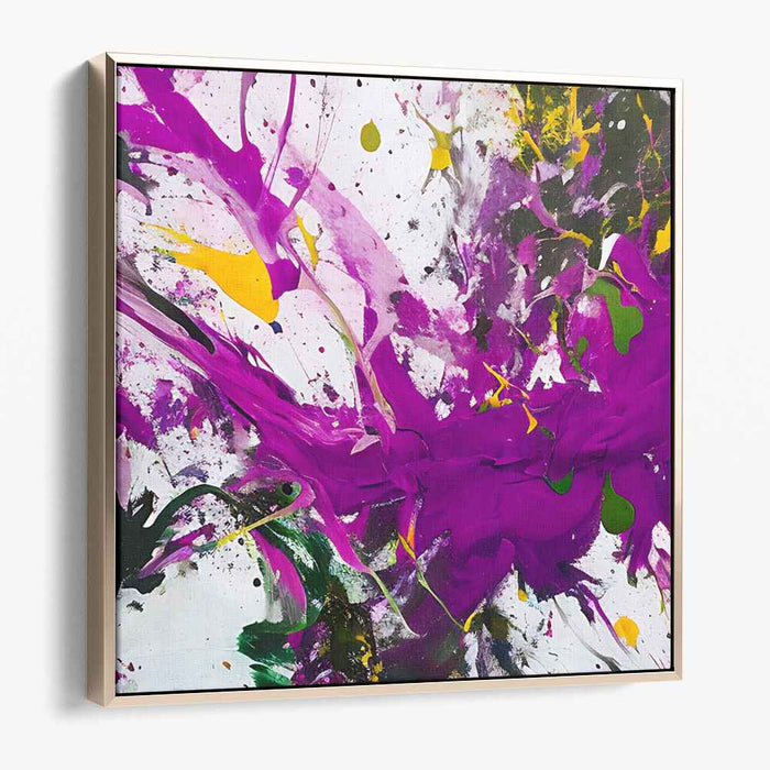 Explosive Vibrance: Abstract Magenta and Yellow Expressionist Canvas Art