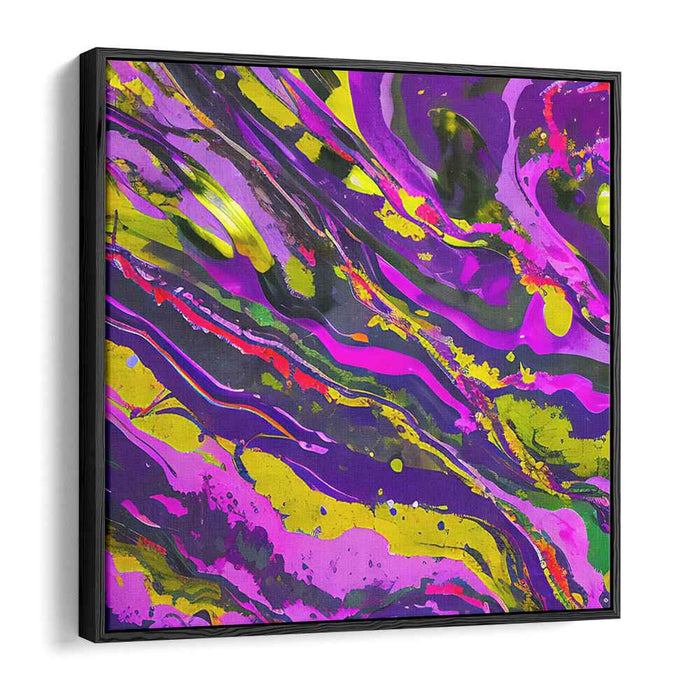 Violet Jazz Fusion: Abstract Expressionist Purple and Yellow Canvas Art Print