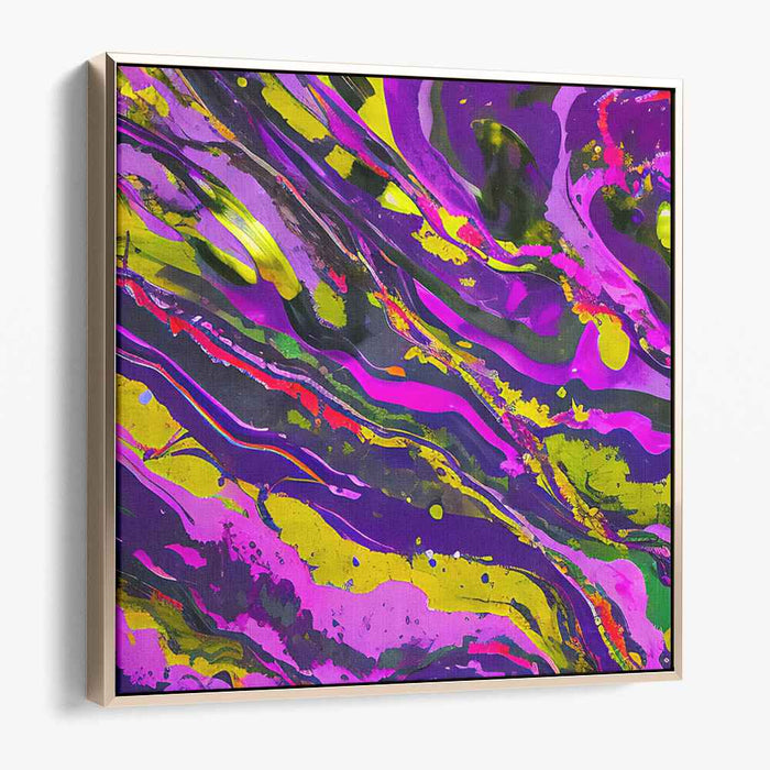 Violet Jazz Fusion: Abstract Expressionist Purple and Yellow Canvas Art Print