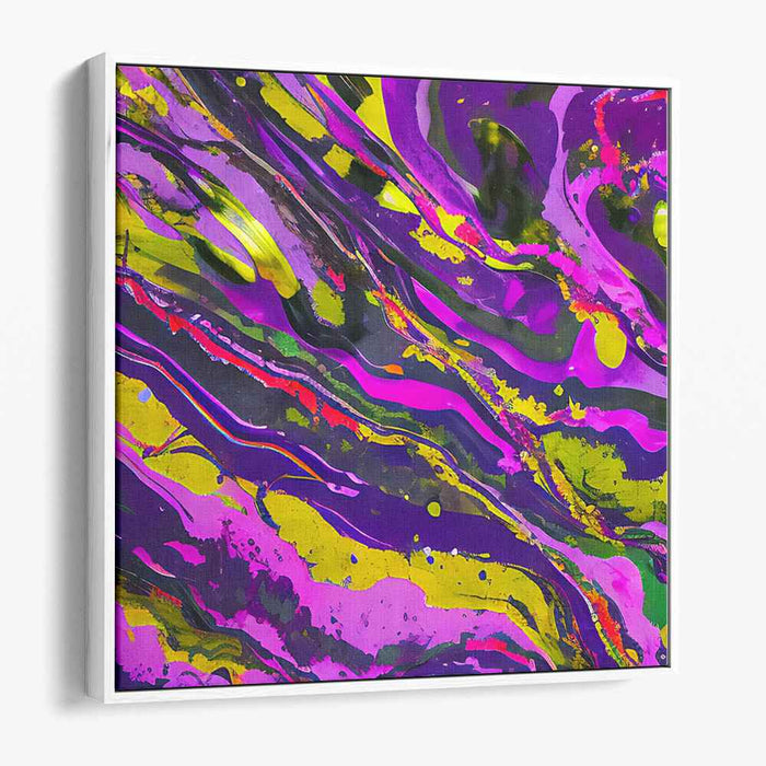 Violet Jazz Fusion: Abstract Expressionist Purple and Yellow Canvas Art Print