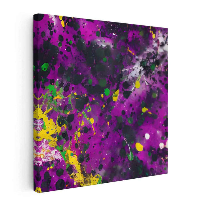 Lavender Mist Dance: Abstract Splatter in Purple Haze Canvas Art Print