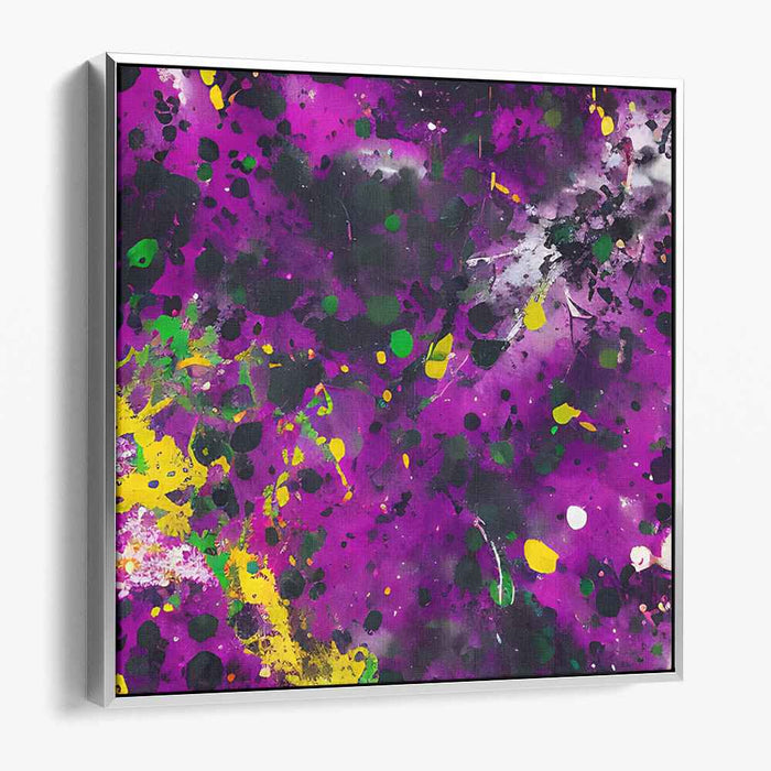 Lavender Mist Dance: Abstract Splatter in Purple Haze Canvas Art Print