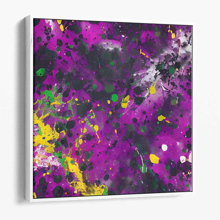 Lavender Mist Dance: Abstract Splatter in Purple Haze Canvas Art Print