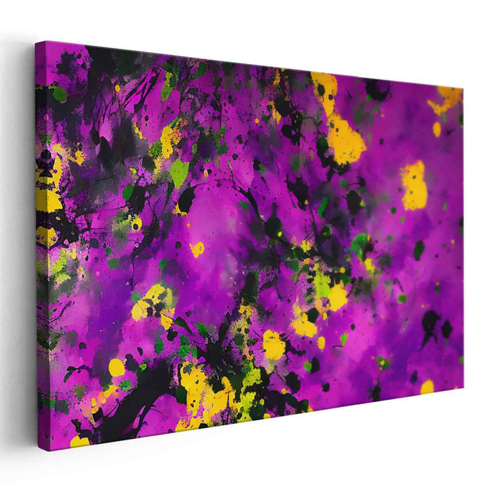 Spectral Symphony: Abstract Expressionist Purple and Yellow Canvas Art Print