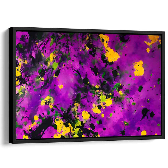 Spectral Symphony: Abstract Expressionist Purple and Yellow Canvas Art Print