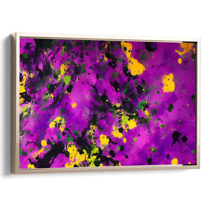 Spectral Symphony: Abstract Expressionist Purple and Yellow Canvas Art Print