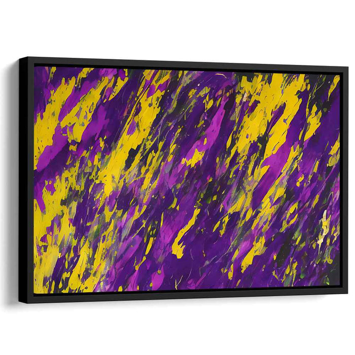 Whispers of Violet Sunlight: Vibrant Abstract Expressionist Purple and Yellow Canvas Art Print