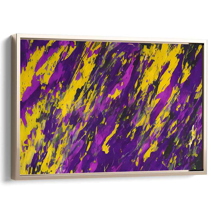 Whispers of Violet Sunlight: Vibrant Abstract Expressionist Purple and Yellow Canvas Art Print