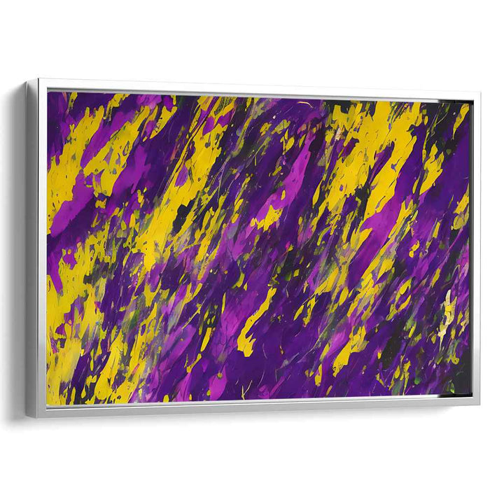 Whispers of Violet Sunlight: Vibrant Abstract Expressionist Purple and Yellow Canvas Art Print