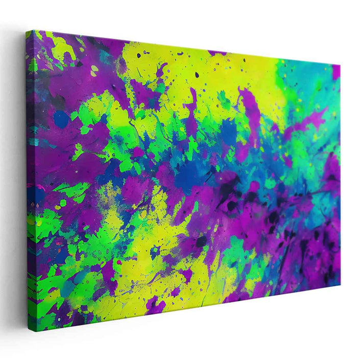 Neon Dreamscape: Abstract Expressionist Burst of Color Canvas Art