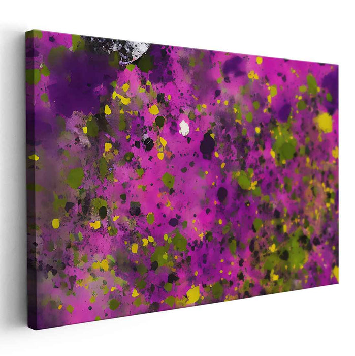 Magenta Mosaic Fusion: Abstract Expressionist Magenta Canvas Art Print