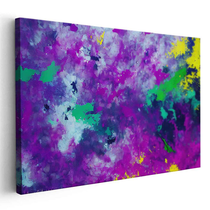 Whispers of Violet Sunshine: Abstract Expressionist Purple and Yellow Canvas Art Print