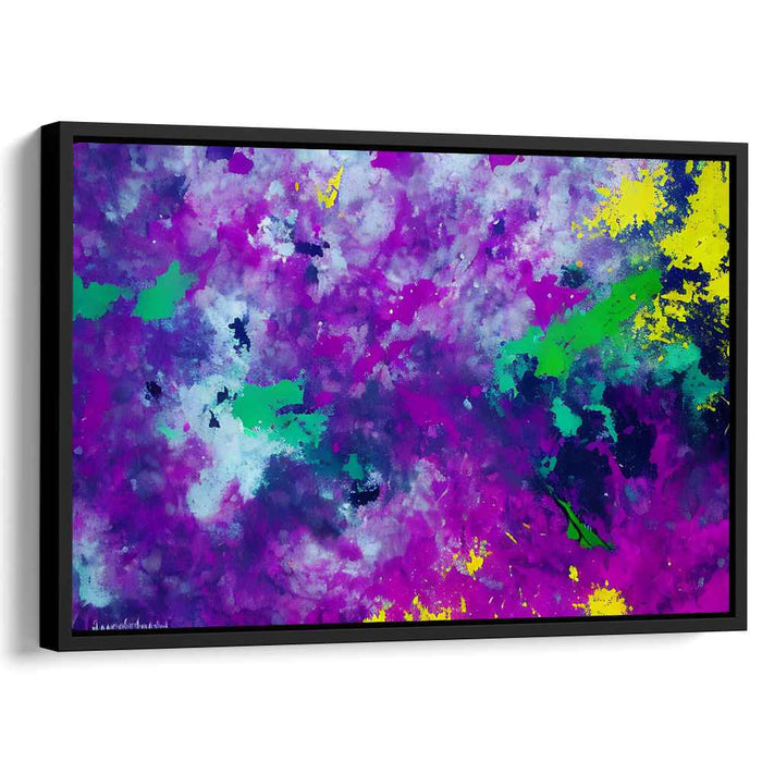 Whispers of Violet Sunshine: Abstract Expressionist Purple and Yellow Canvas Art Print