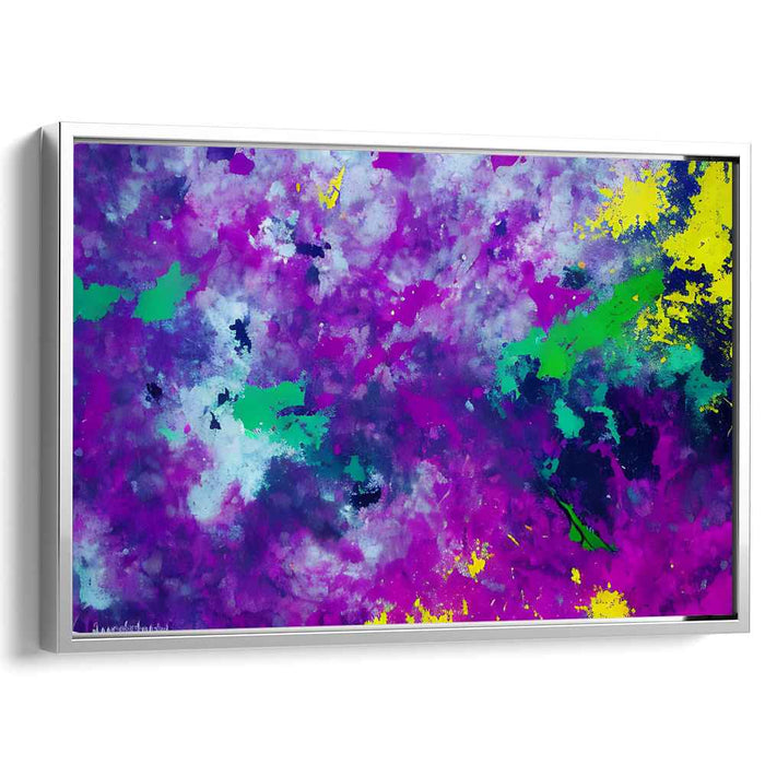 Whispers of Violet Sunshine: Abstract Expressionist Purple and Yellow Canvas Art Print