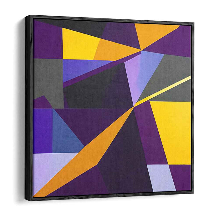Enigmatic Sunset Burst: Bold Purple and Yellow Abstract Canvas Art