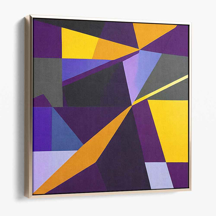 Enigmatic Sunset Burst: Bold Purple and Yellow Abstract Canvas Art