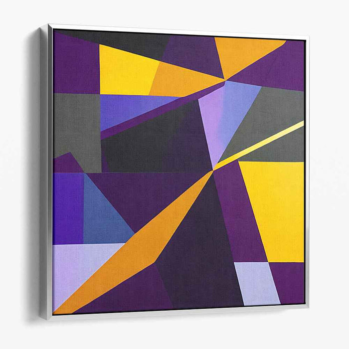 Enigmatic Sunset Burst: Bold Purple and Yellow Abstract Canvas Art