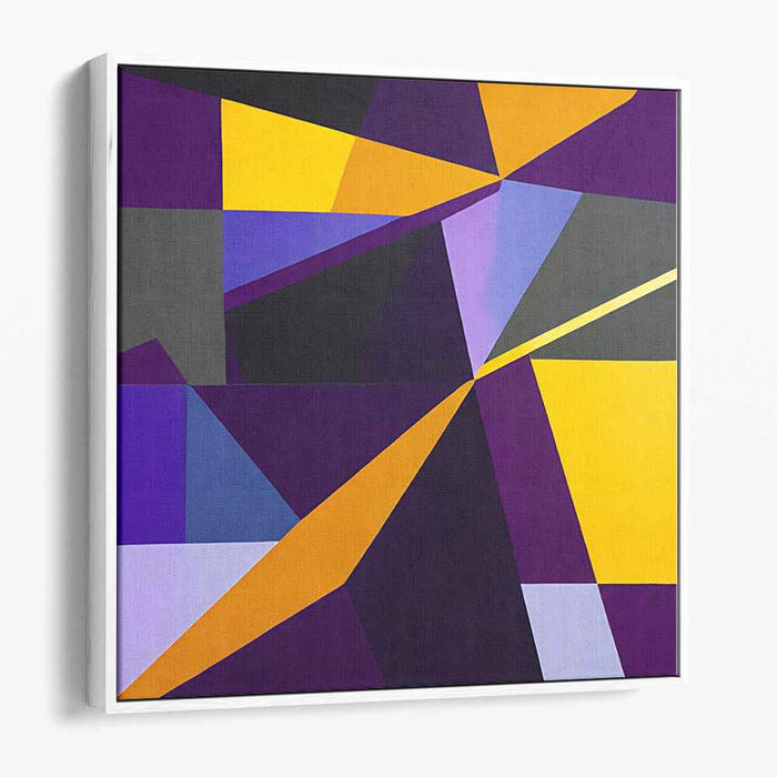 Enigmatic Sunset Burst: Bold Purple and Yellow Abstract Canvas Art