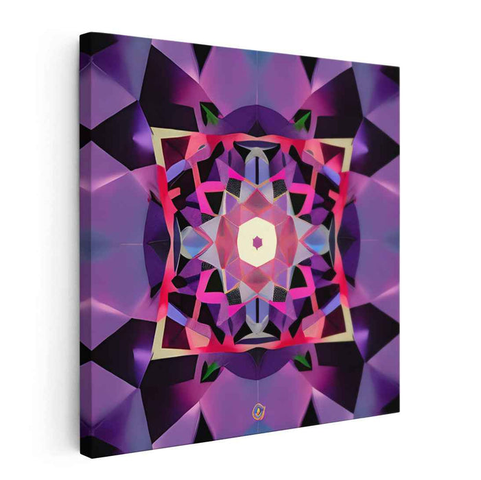 Mystic Kaleidoscope: Geometric Abstraction in Royal Purple Canvas Art