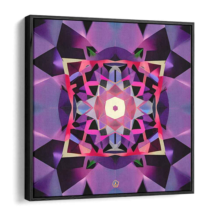 Mystic Kaleidoscope: Geometric Abstraction in Royal Purple Canvas Art