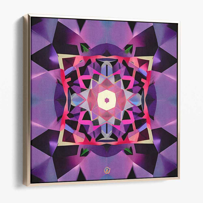 Mystic Kaleidoscope: Geometric Abstraction in Royal Purple Canvas Art